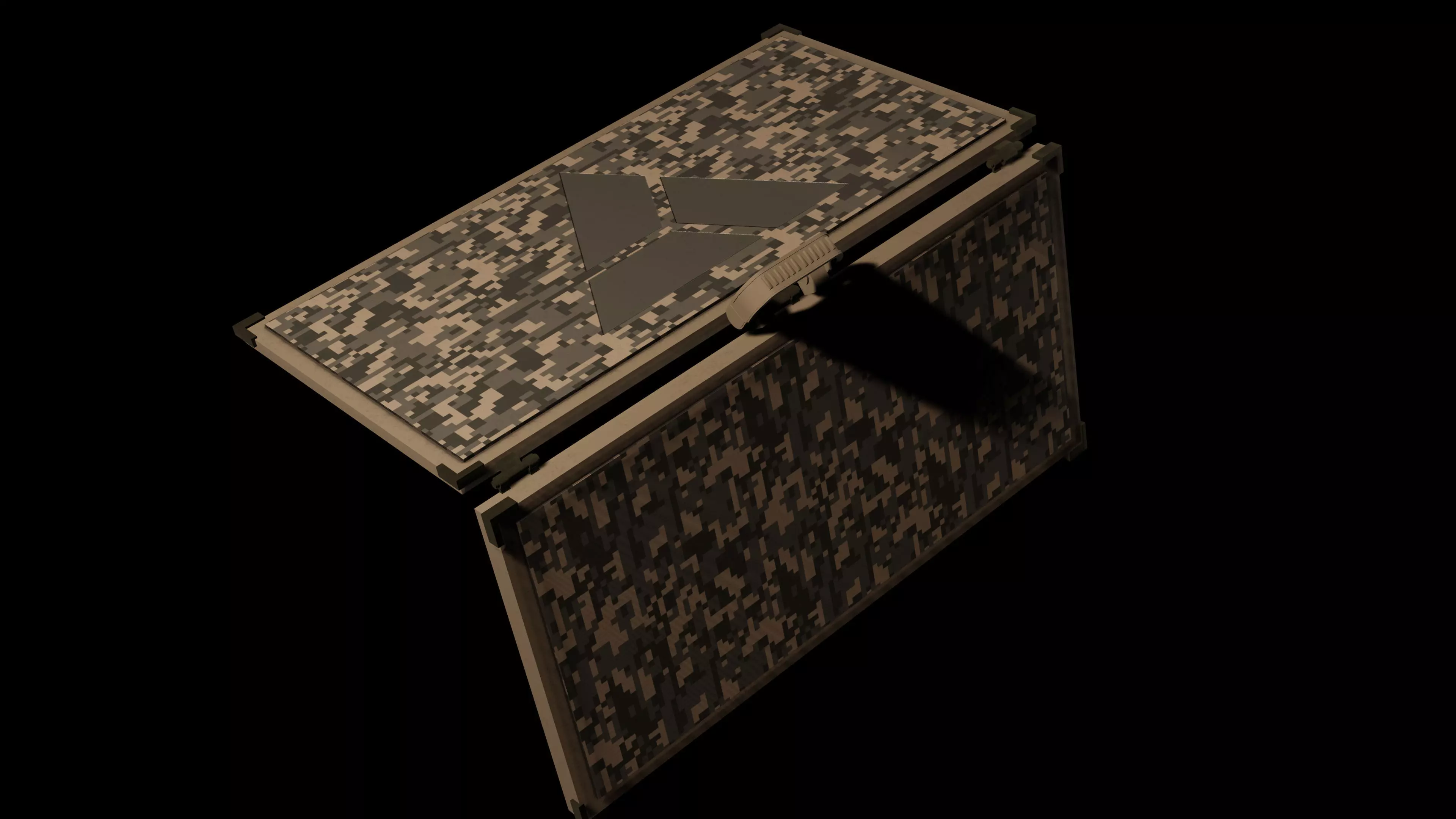 Realistic Military Weapon Case Green Camo Low-poly 3D model_0