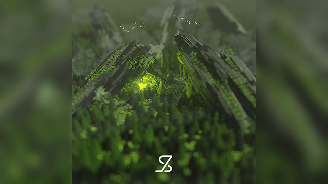 Stones in the lost forest full scene Free 3D model