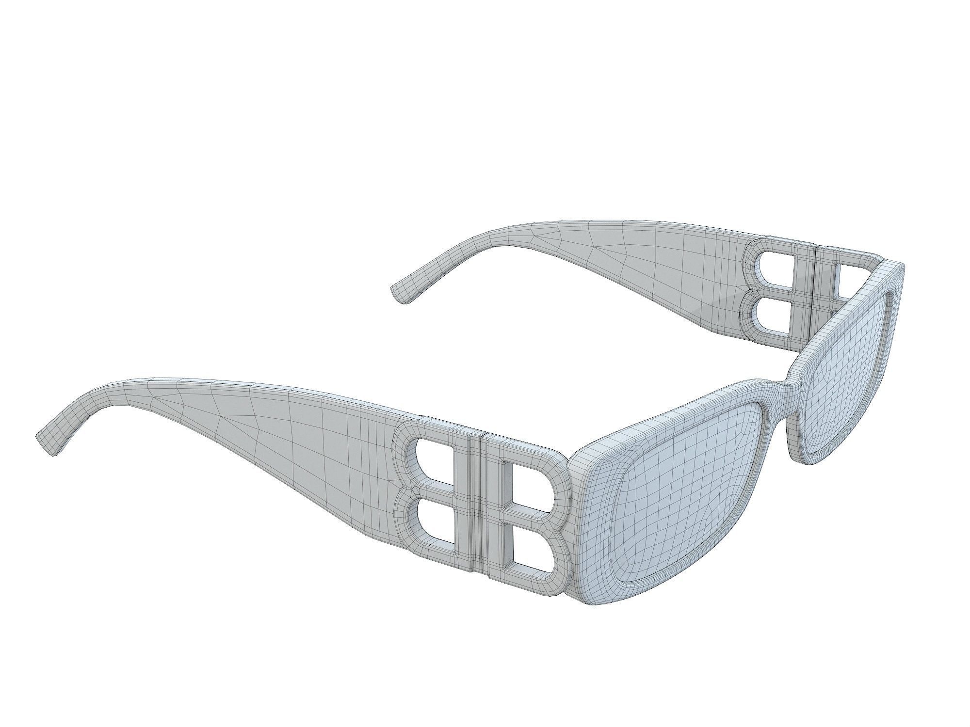 Balenciaga Eyewear Dynasty Rectangle Sunglasses BB0096S  Low-poly 3D model_14