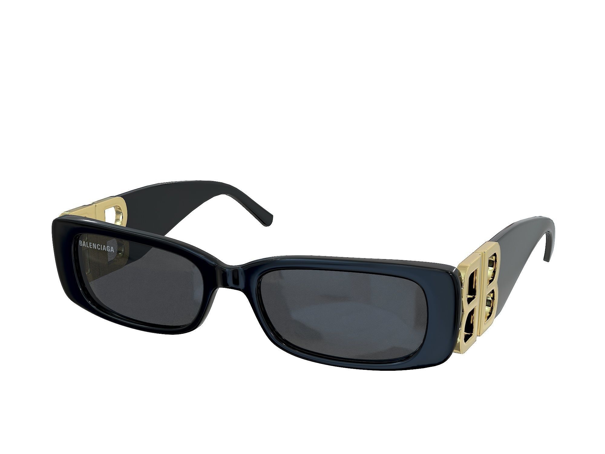 Balenciaga Eyewear Dynasty Rectangle Sunglasses BB0096S  Low-poly 3D model_8
