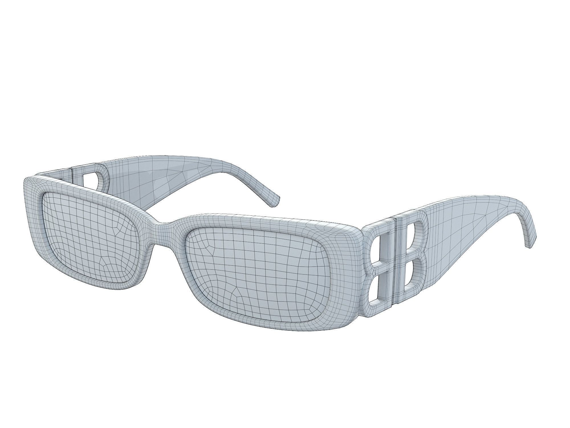 Balenciaga Eyewear Dynasty Rectangle Sunglasses BB0096S  Low-poly 3D model_12