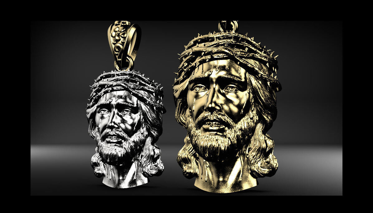 Jesus Head pendant 3D print model_4
