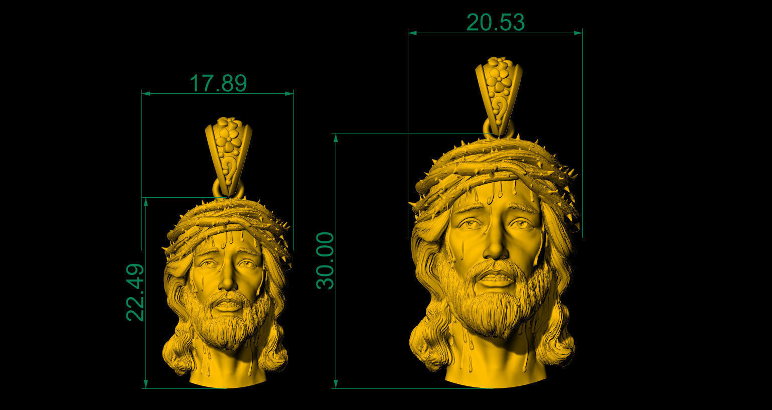 Jesus Head pendant 3D print model_2