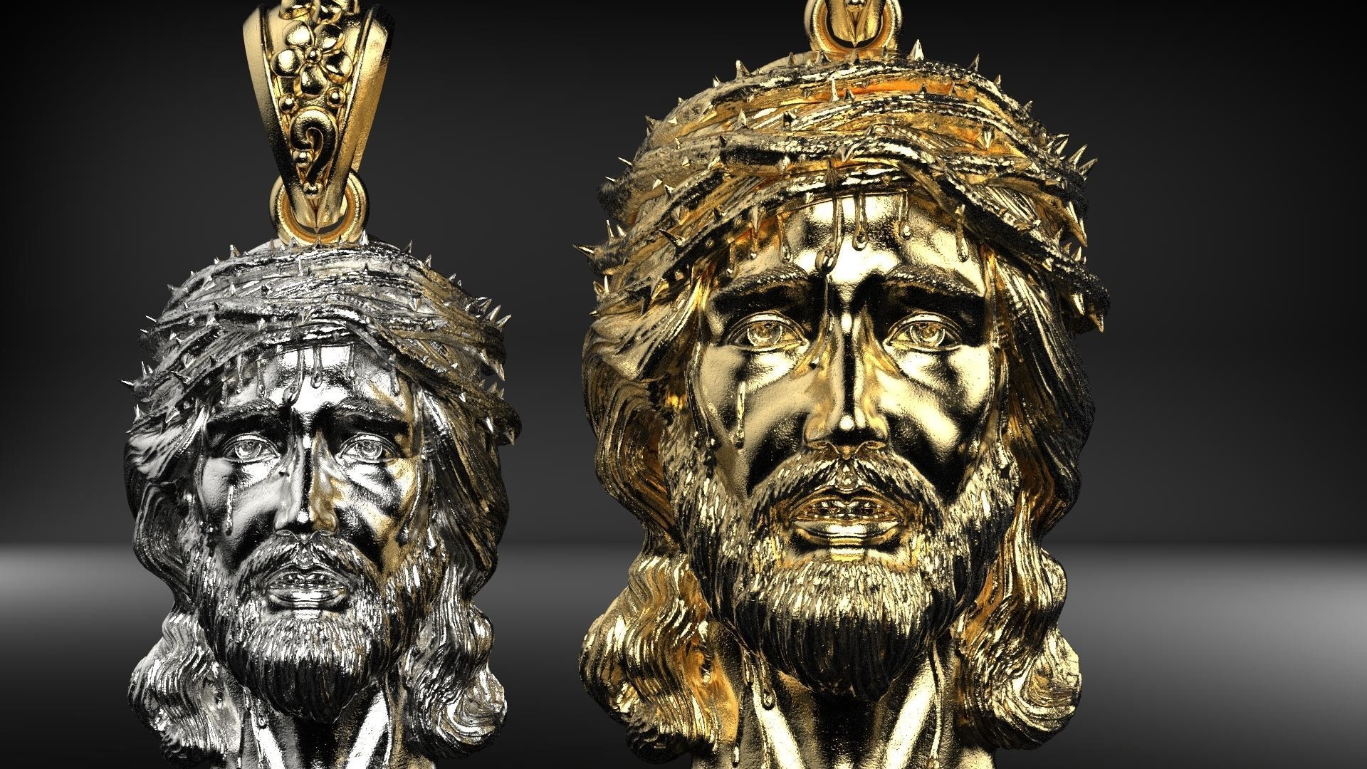 Jesus Head pendant 3D print model_7
