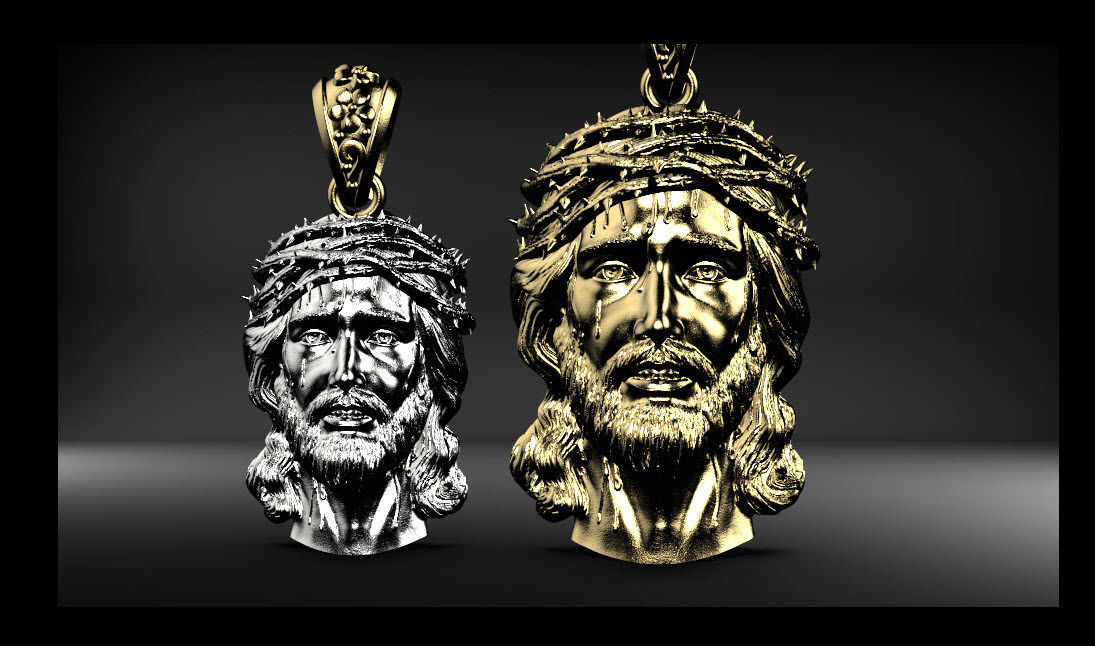Jesus Head pendant 3D print model_6
