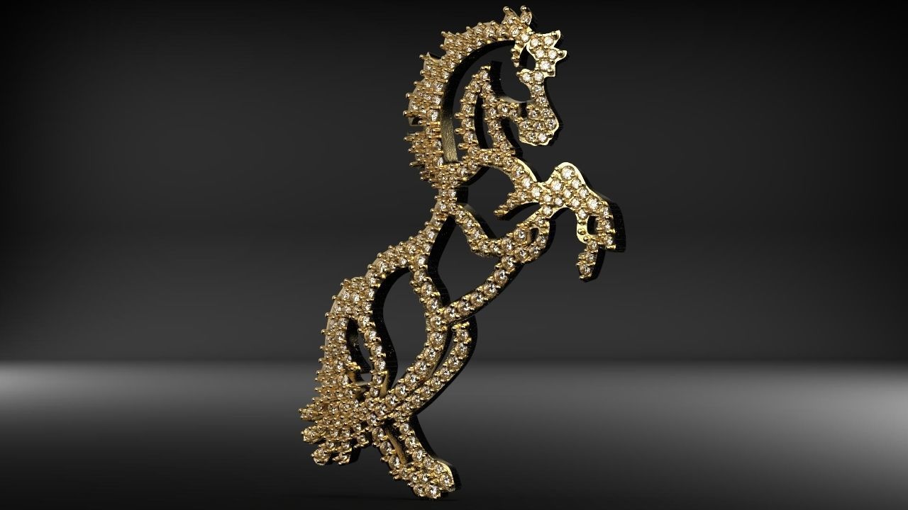 Diamond Horse pendant 3d model for 3d printing  3D print model_3