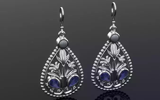 Fountain oxidize earring 