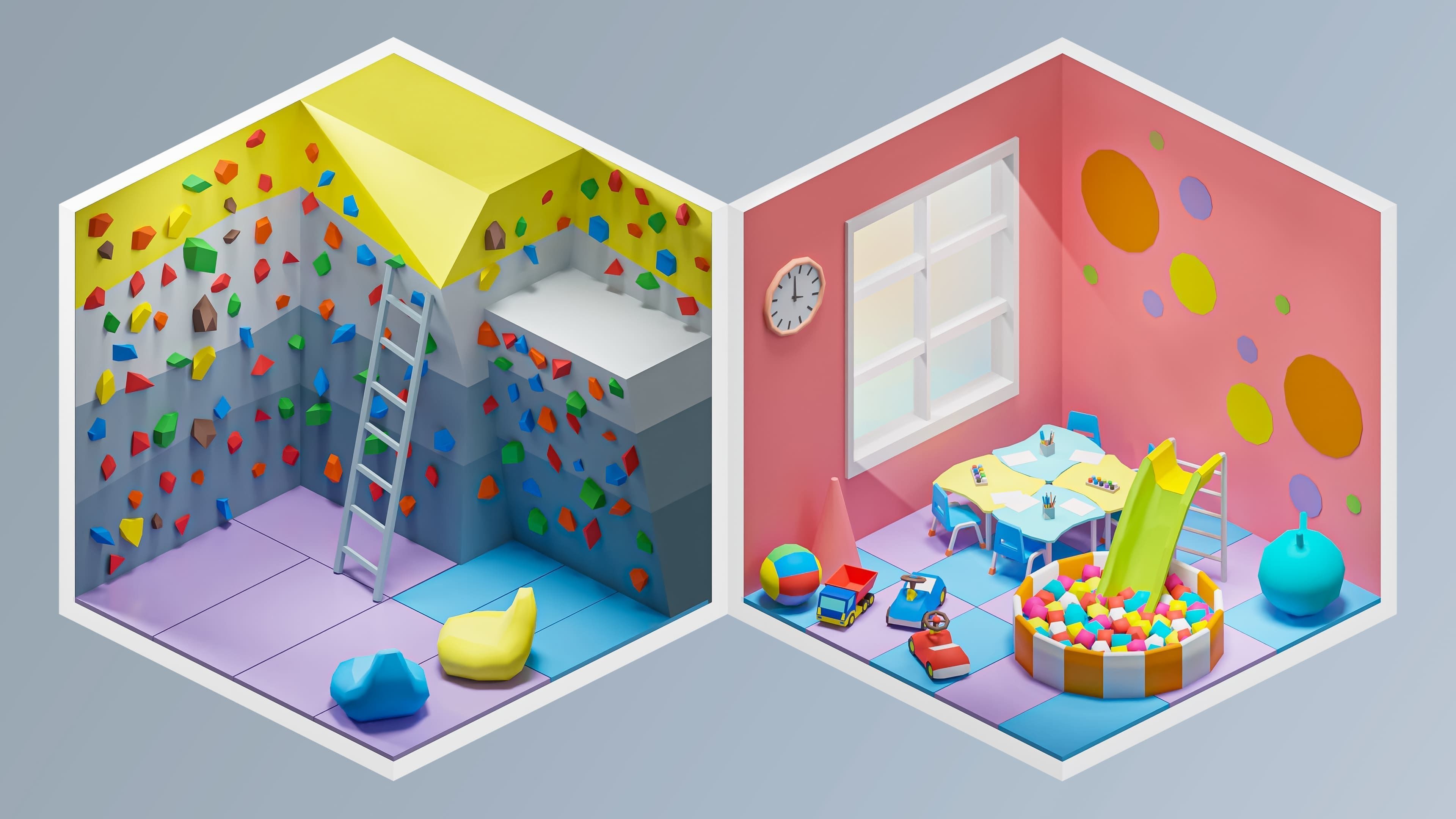 Entertainment Rooms Low-poly 3D model_5