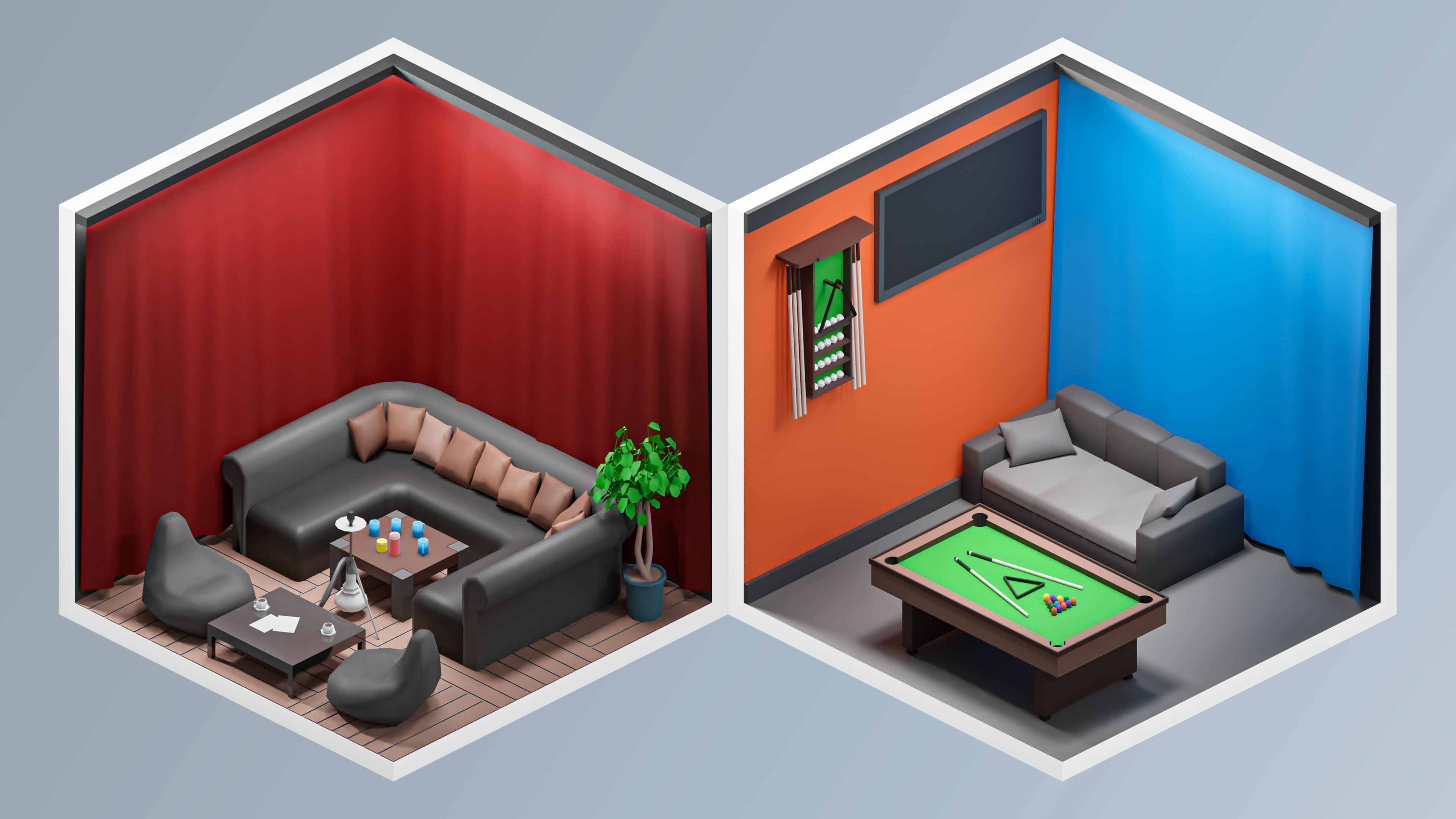 Entertainment Rooms Low-poly 3D model_11