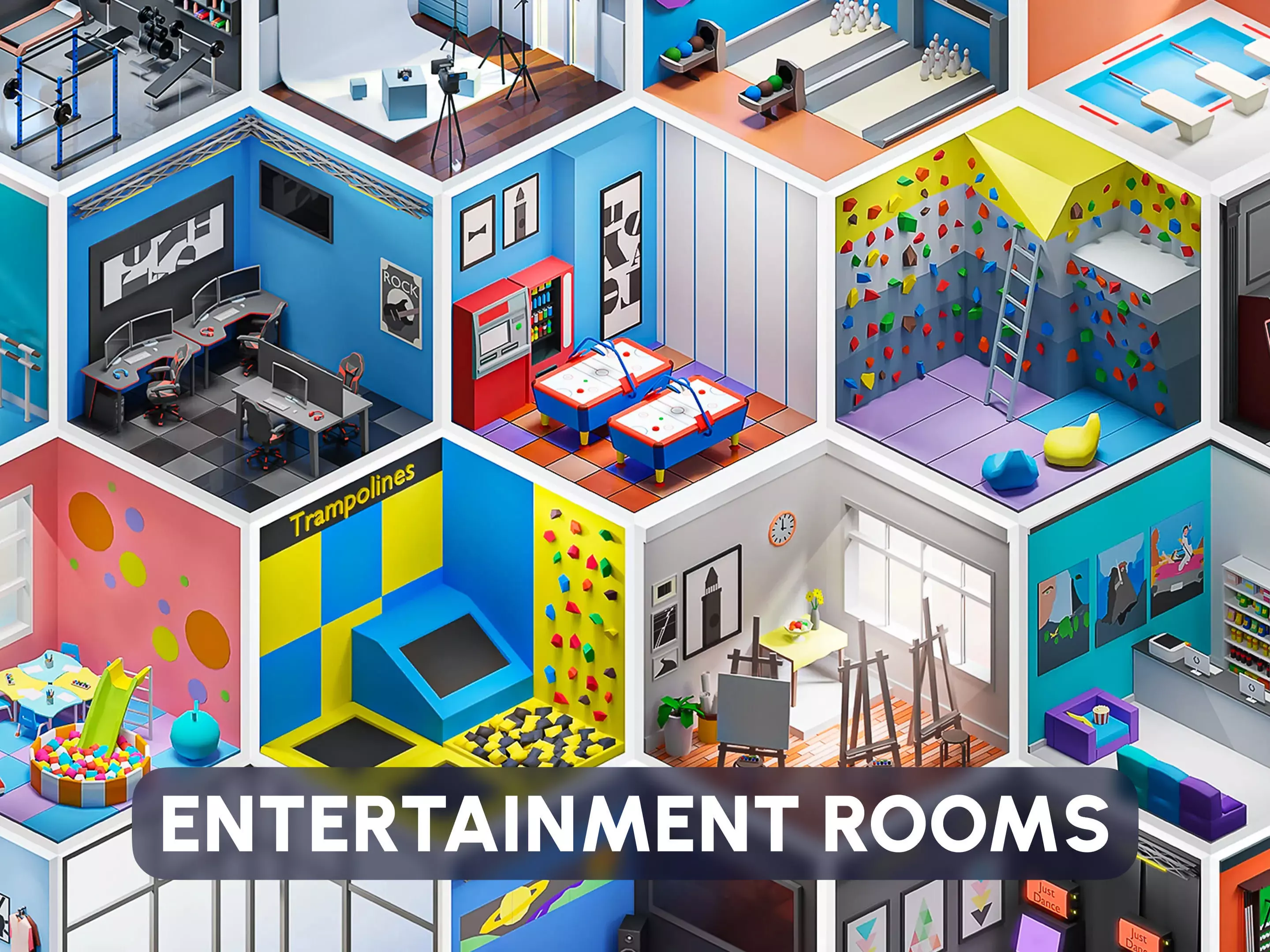 Entertainment Rooms Low-poly 3D model_0