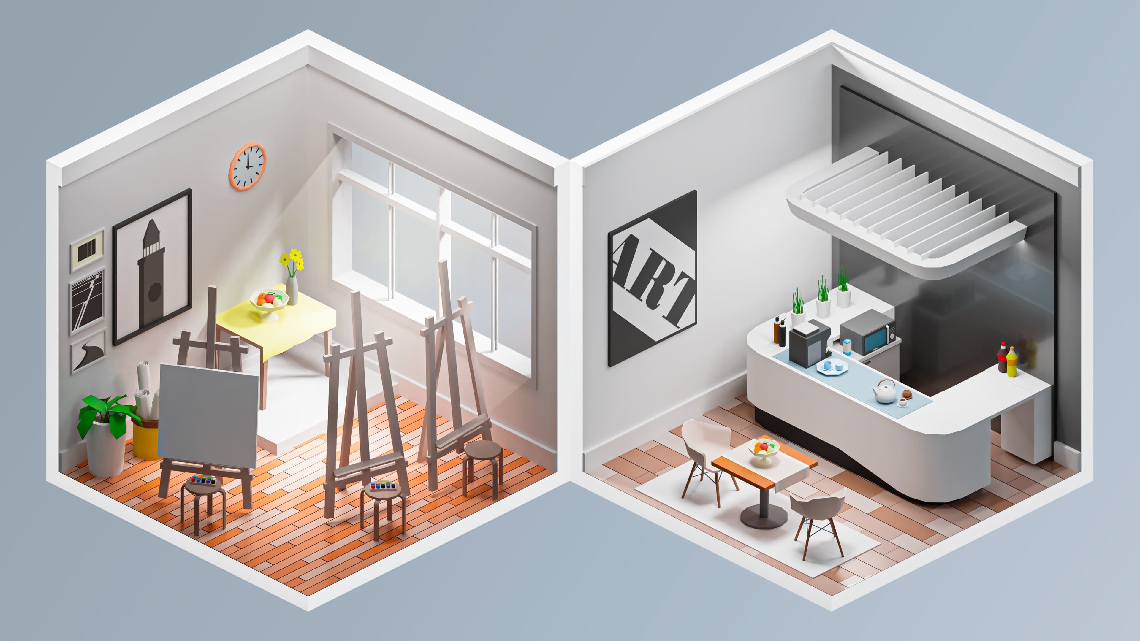 Entertainment Rooms Low-poly 3D model_12