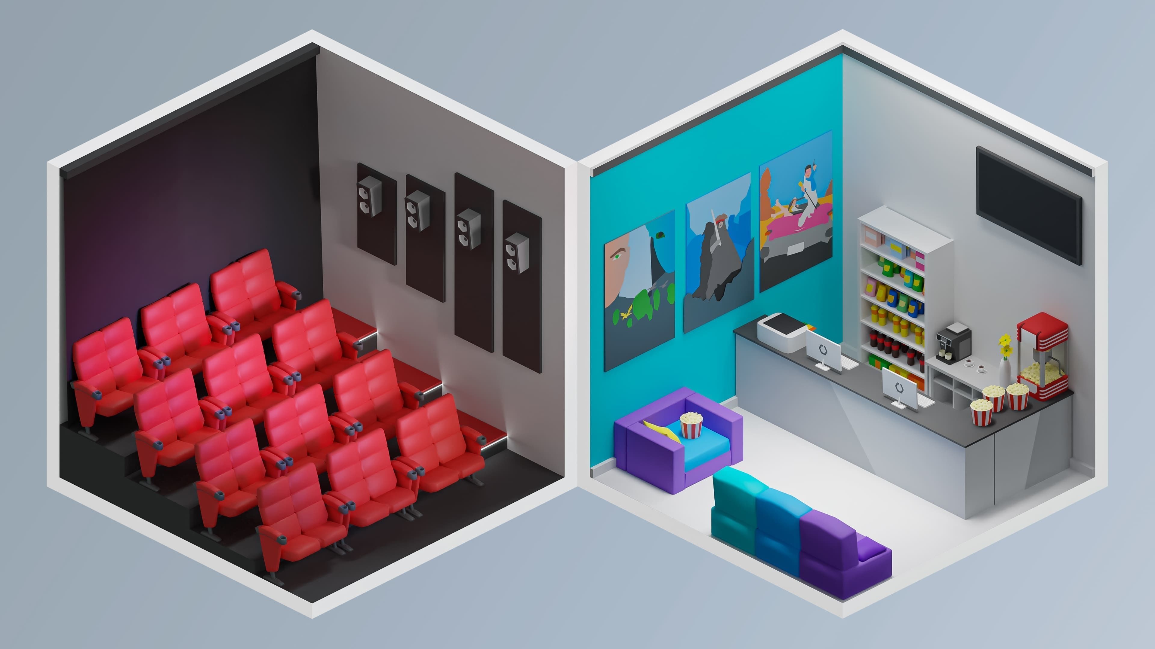 Entertainment Rooms Low-poly 3D model_7