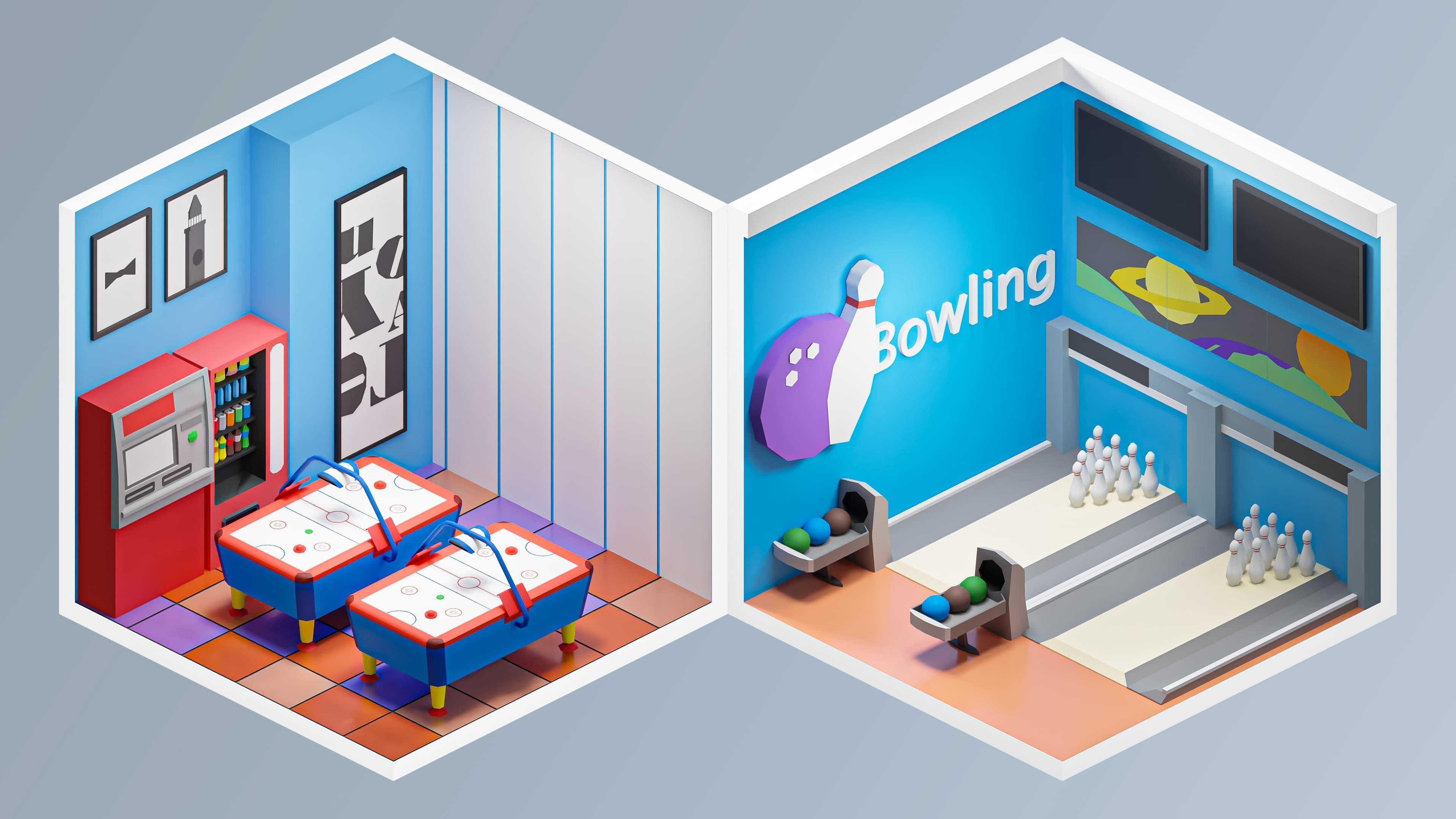 Entertainment Rooms Low-poly 3D model_9