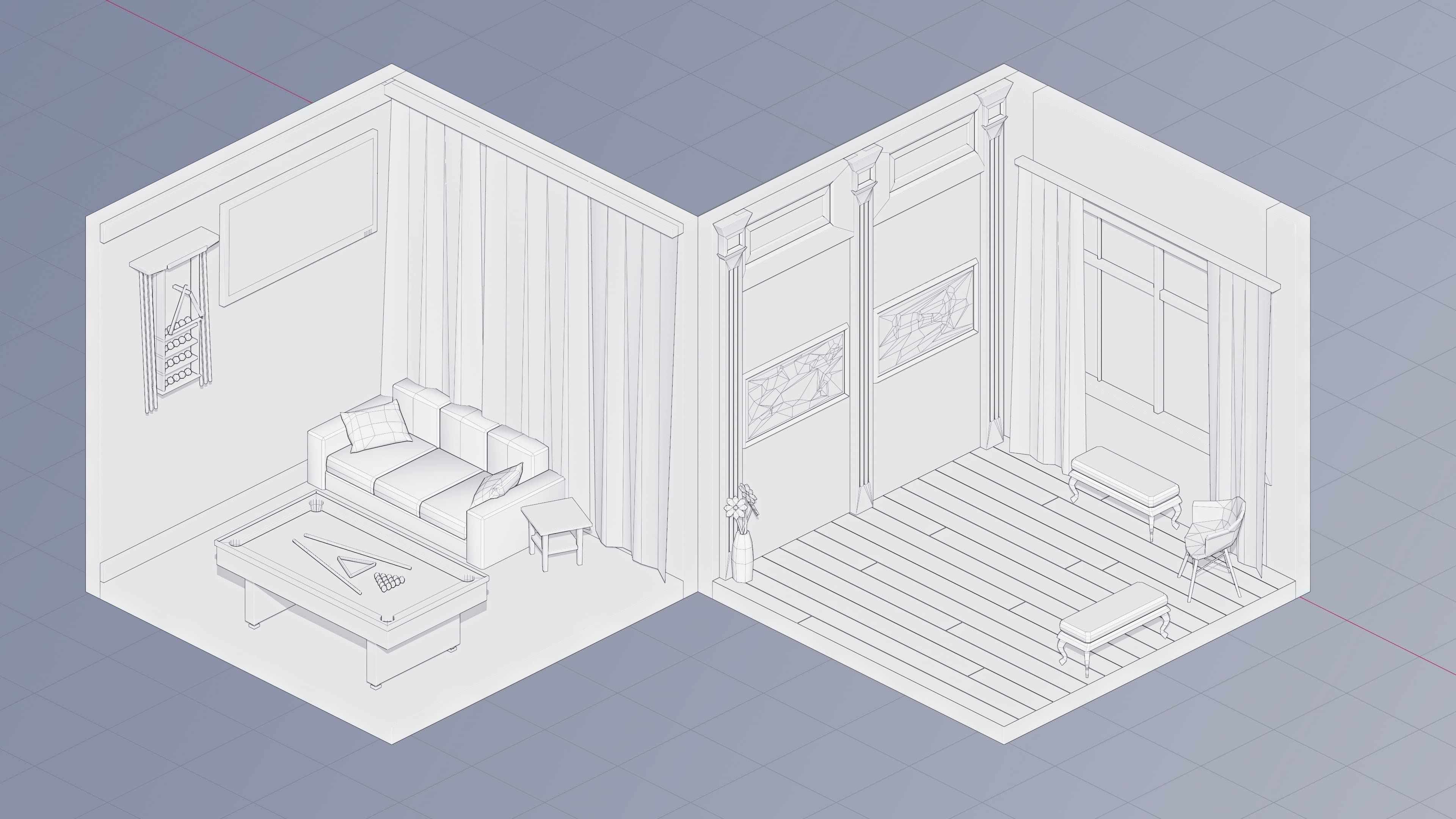 Entertainment Rooms Low-poly 3D model_53