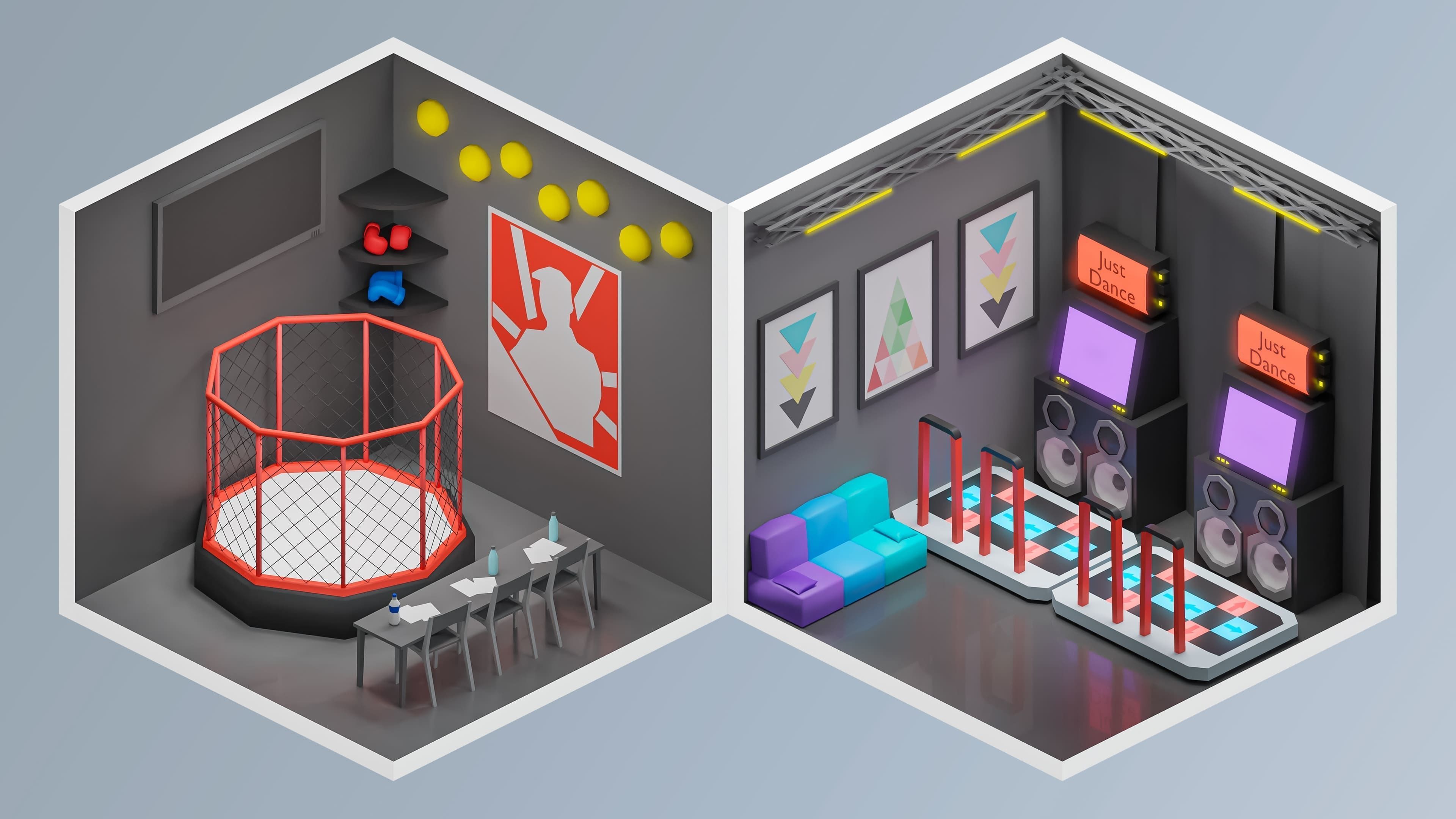 Entertainment Rooms Low-poly 3D model_16