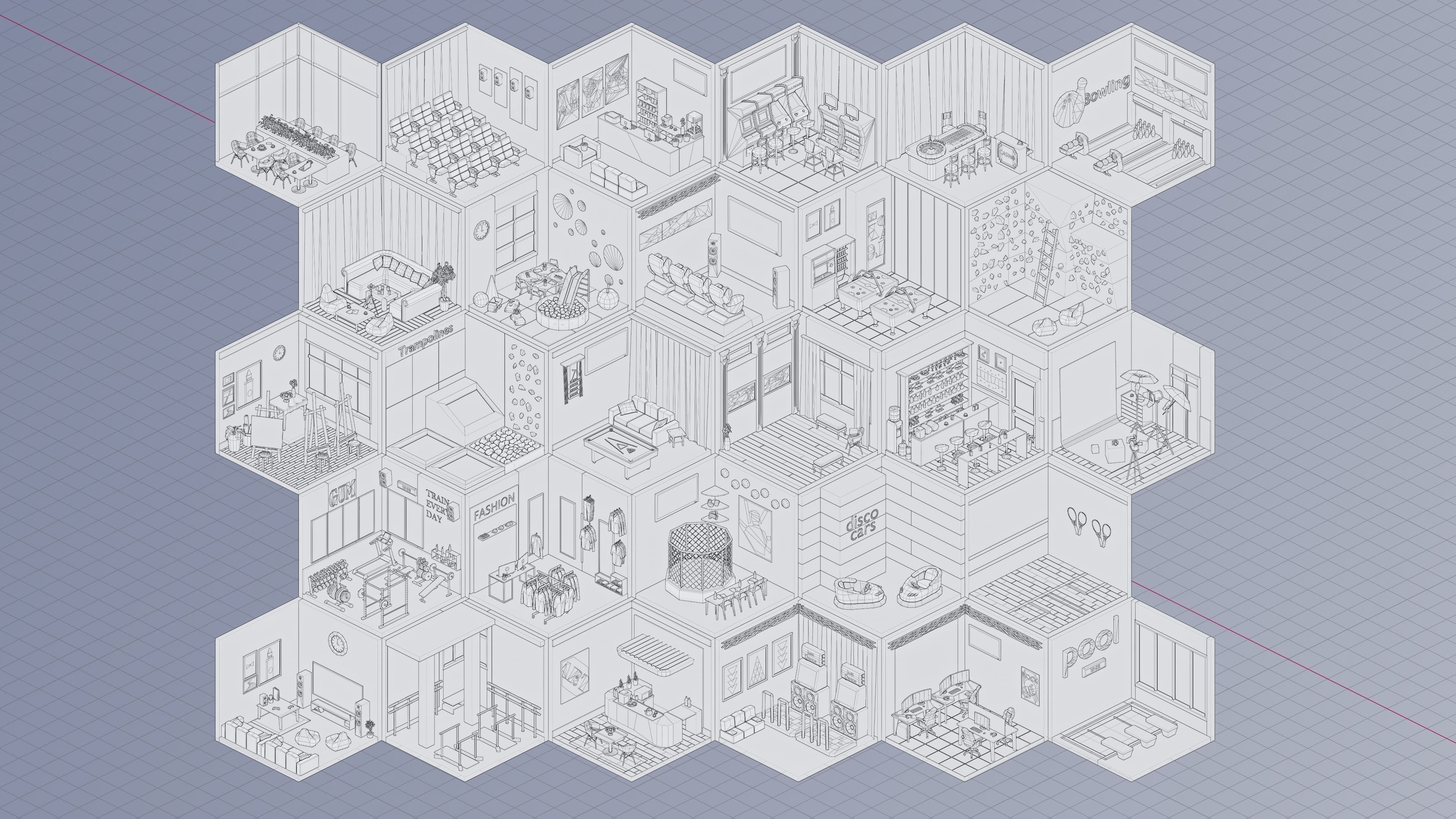 Entertainment Rooms Low-poly 3D model_52