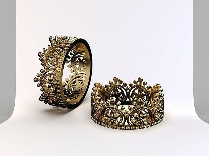 Crown Ring Engagement Ring Wedding Band Bridal  3D print model