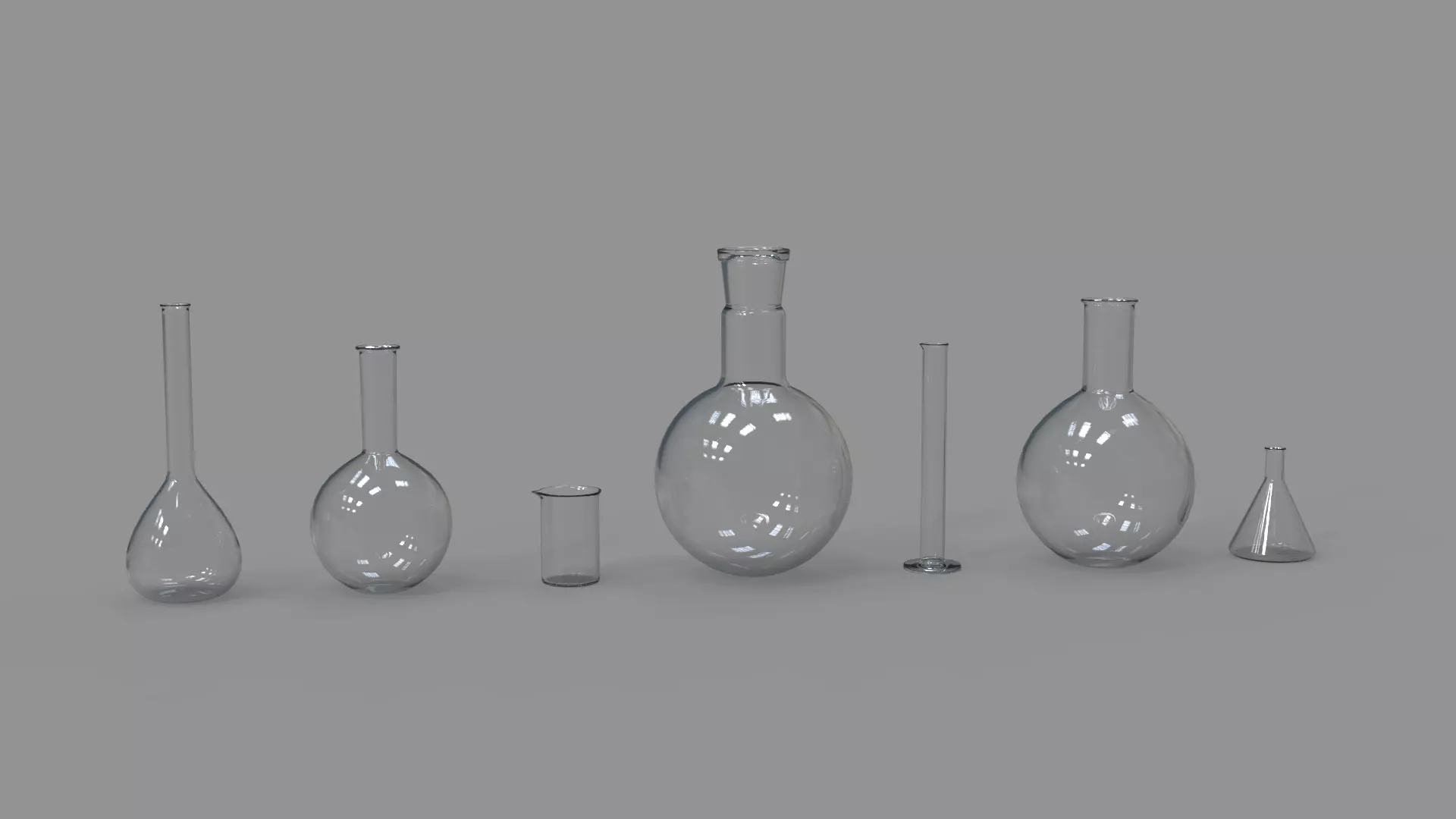 Laboratory flasks Low-poly 3D model_0