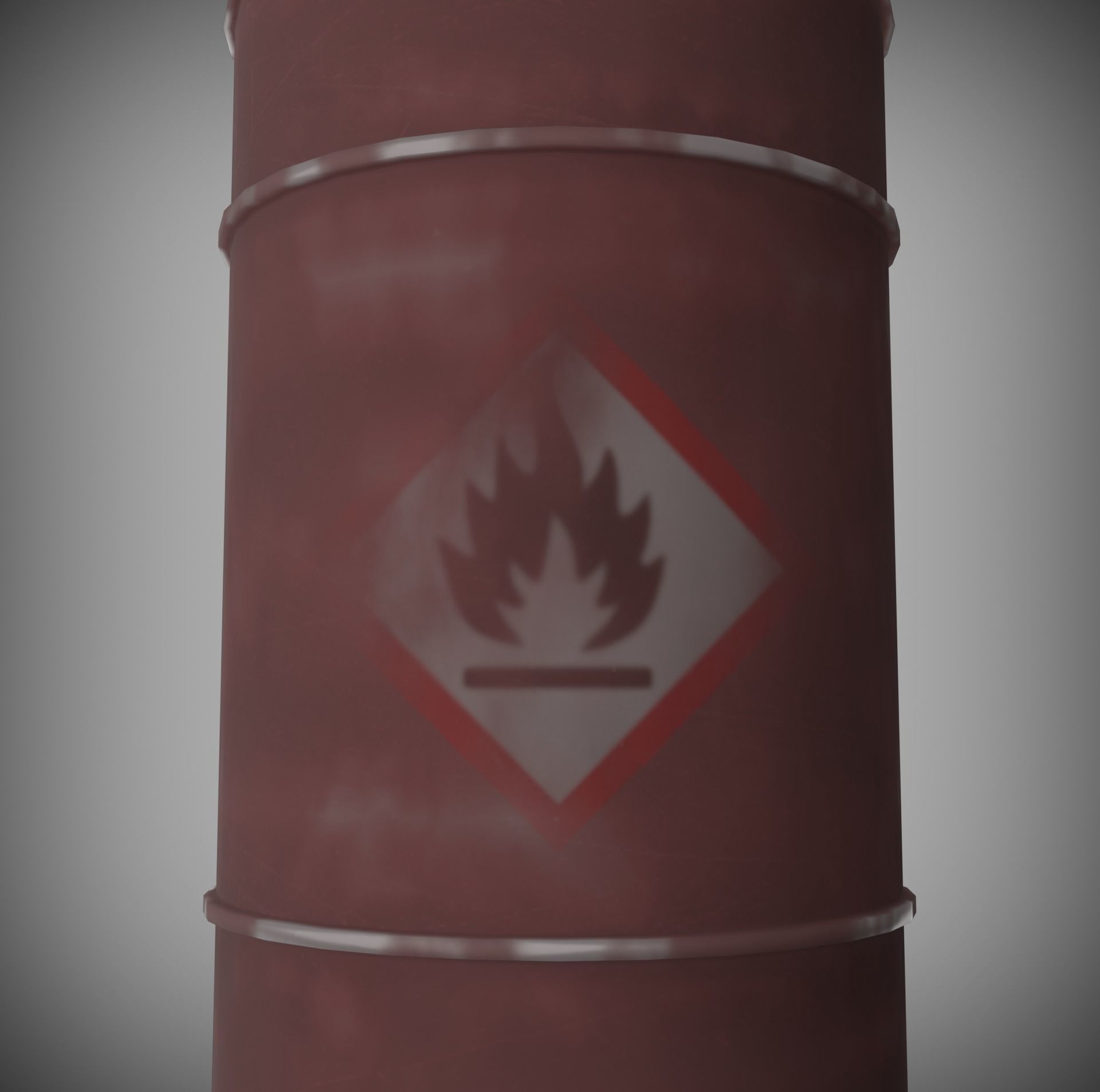 Abandoned Oil Drum rusted Low-poly 3D model_2