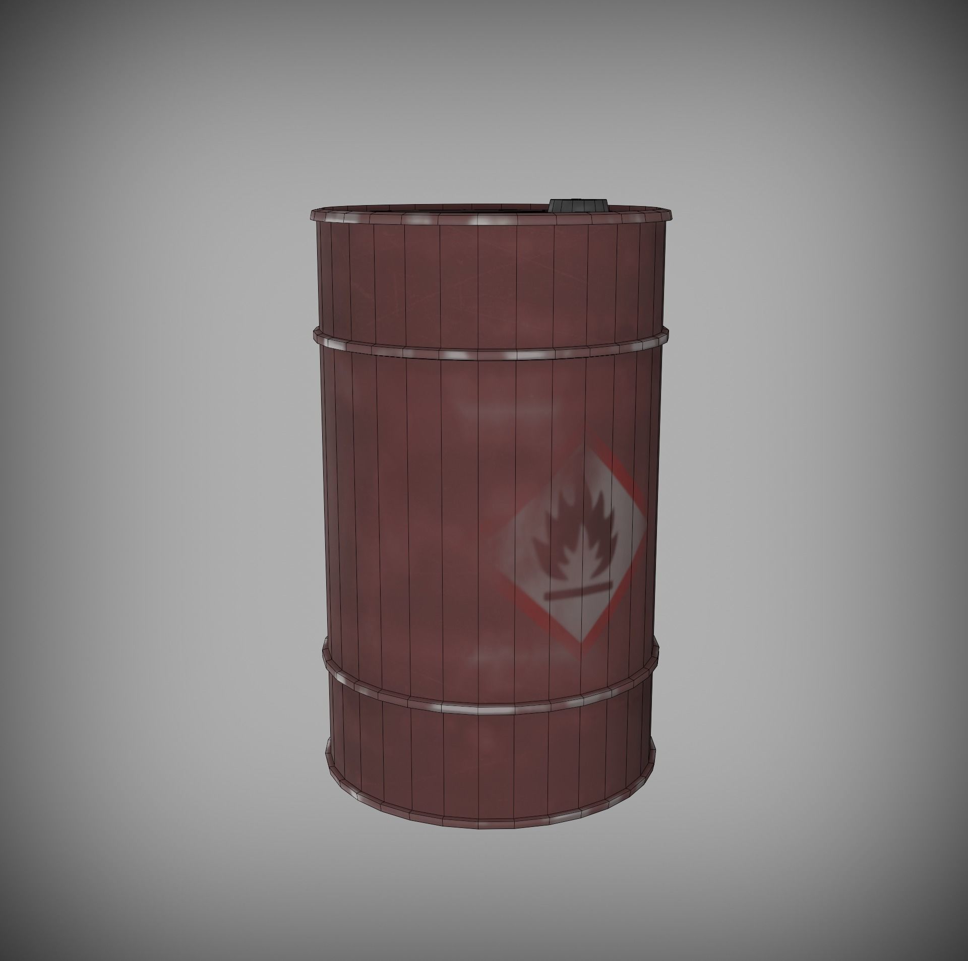 Abandoned Oil Drum rusted Low-poly 3D model_1