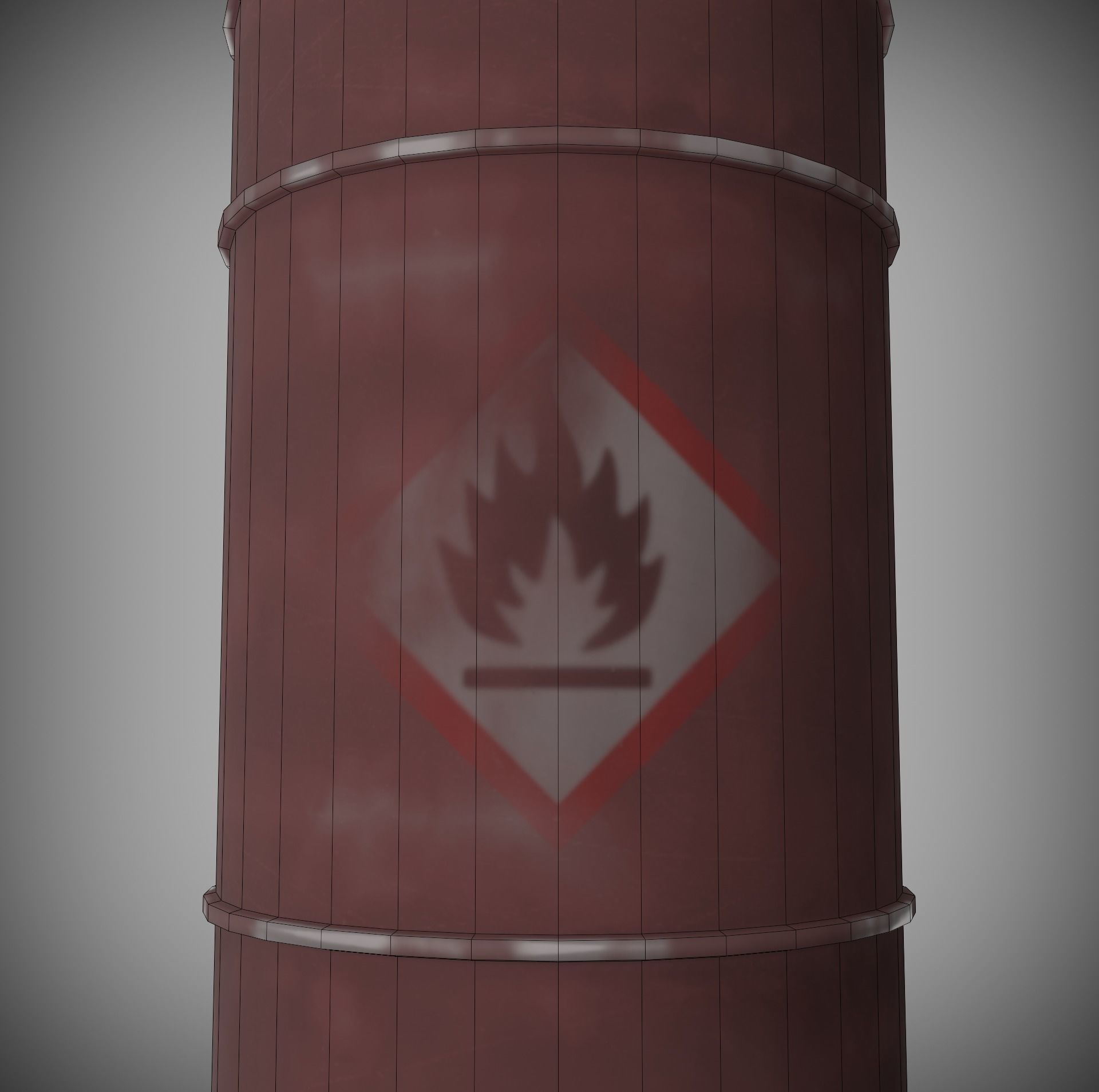 Abandoned Oil Drum rusted Low-poly 3D model_3