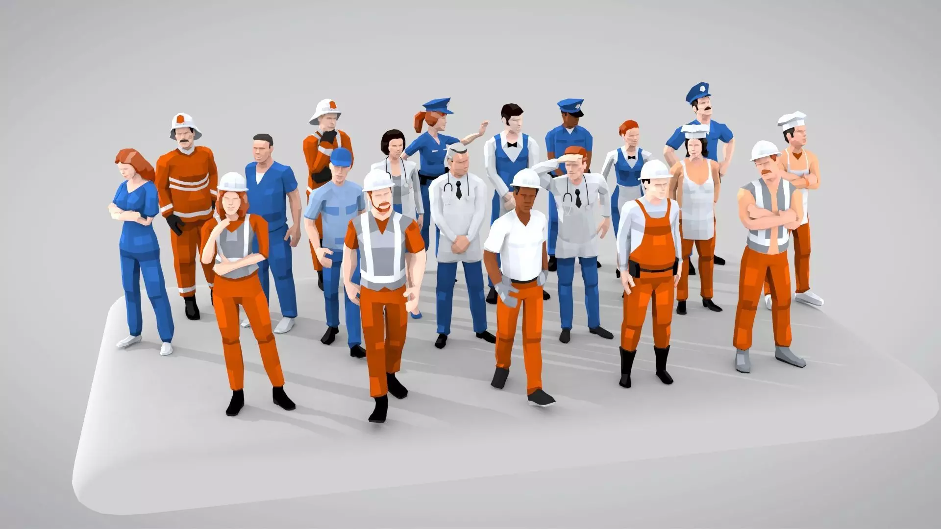 Professional People Low Poly Art Style Rigged Pack Low-poly 3D model