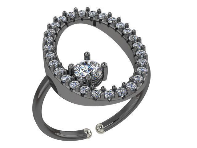 Oval diamond ring  3D print model_1