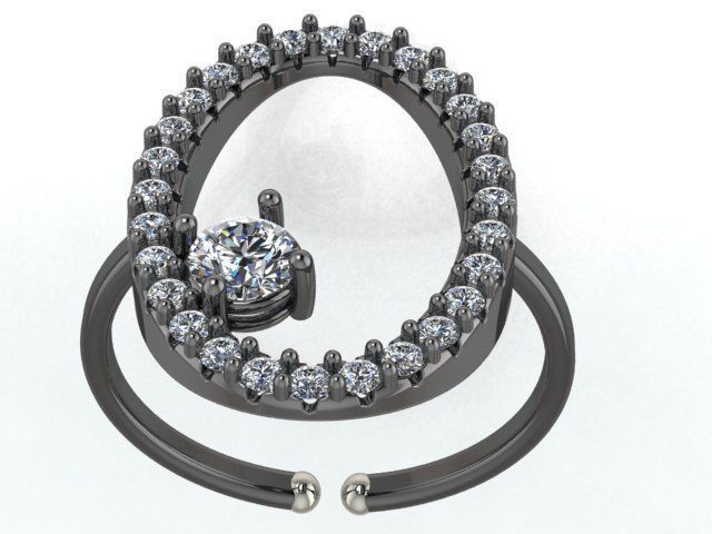 Oval diamond ring  3D print model_2
