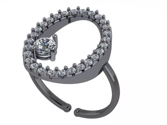 Oval diamond ring  3D print model_0