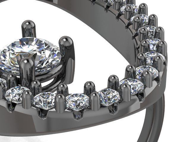 Oval diamond ring  3D print model_3