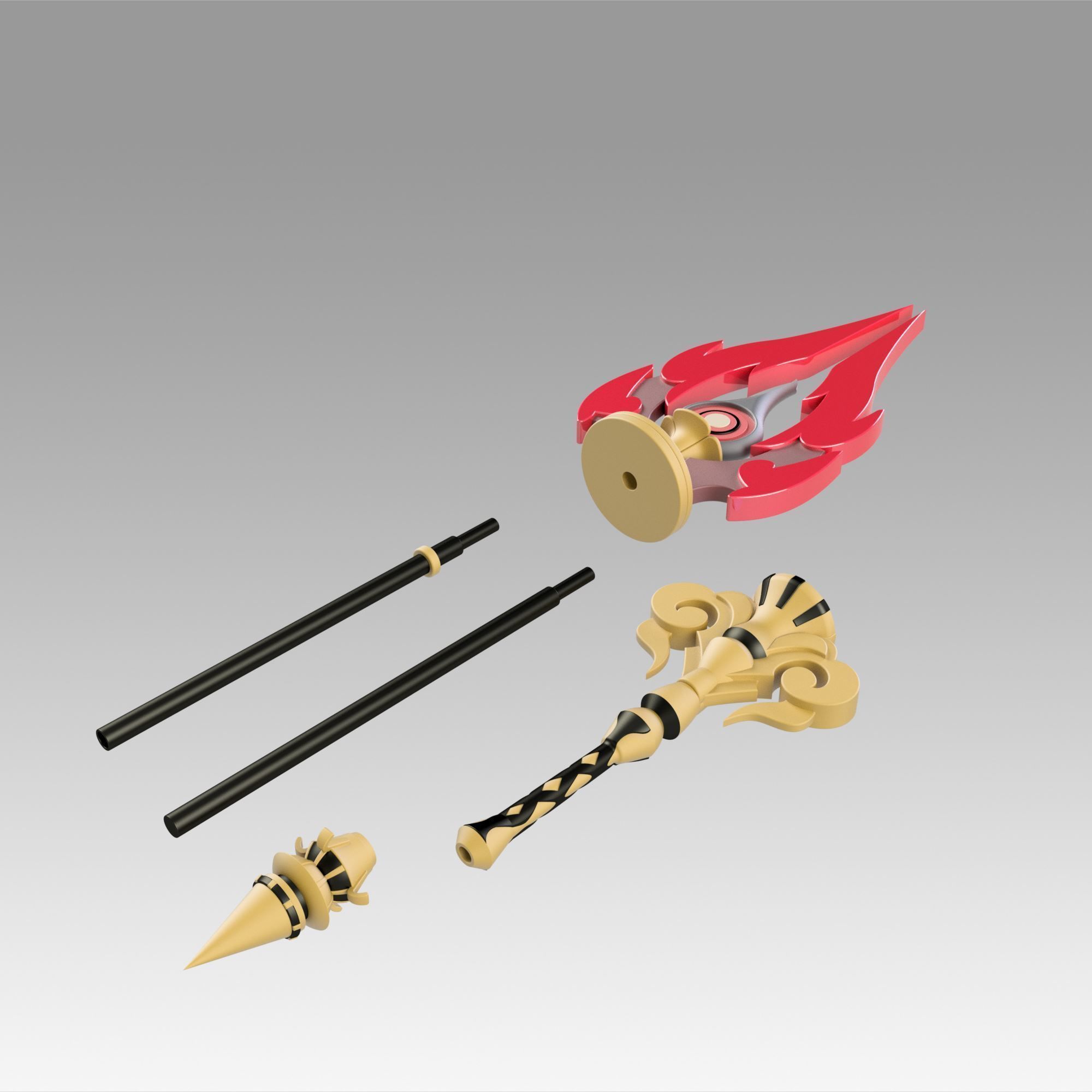 Genshin Impact Hu Tao Staff of Homa Cosplay Weapon Prop 3D print model_9