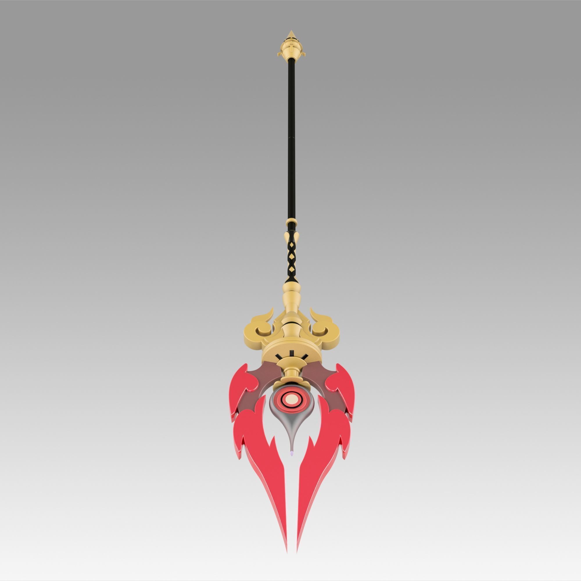 Genshin Impact Hu Tao Staff of Homa Cosplay Weapon Prop 3D print model_4