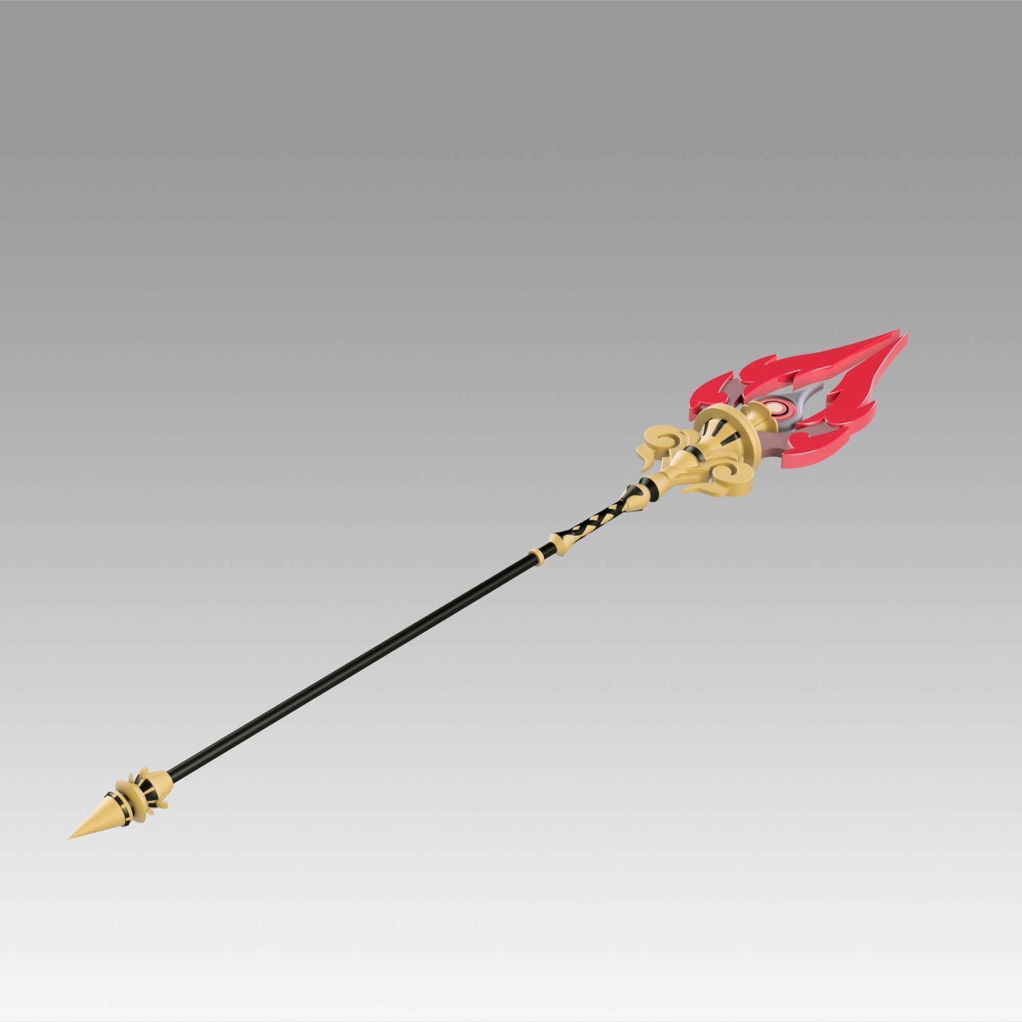 Genshin Impact Hu Tao Staff of Homa Cosplay Weapon Prop 3D print model_1