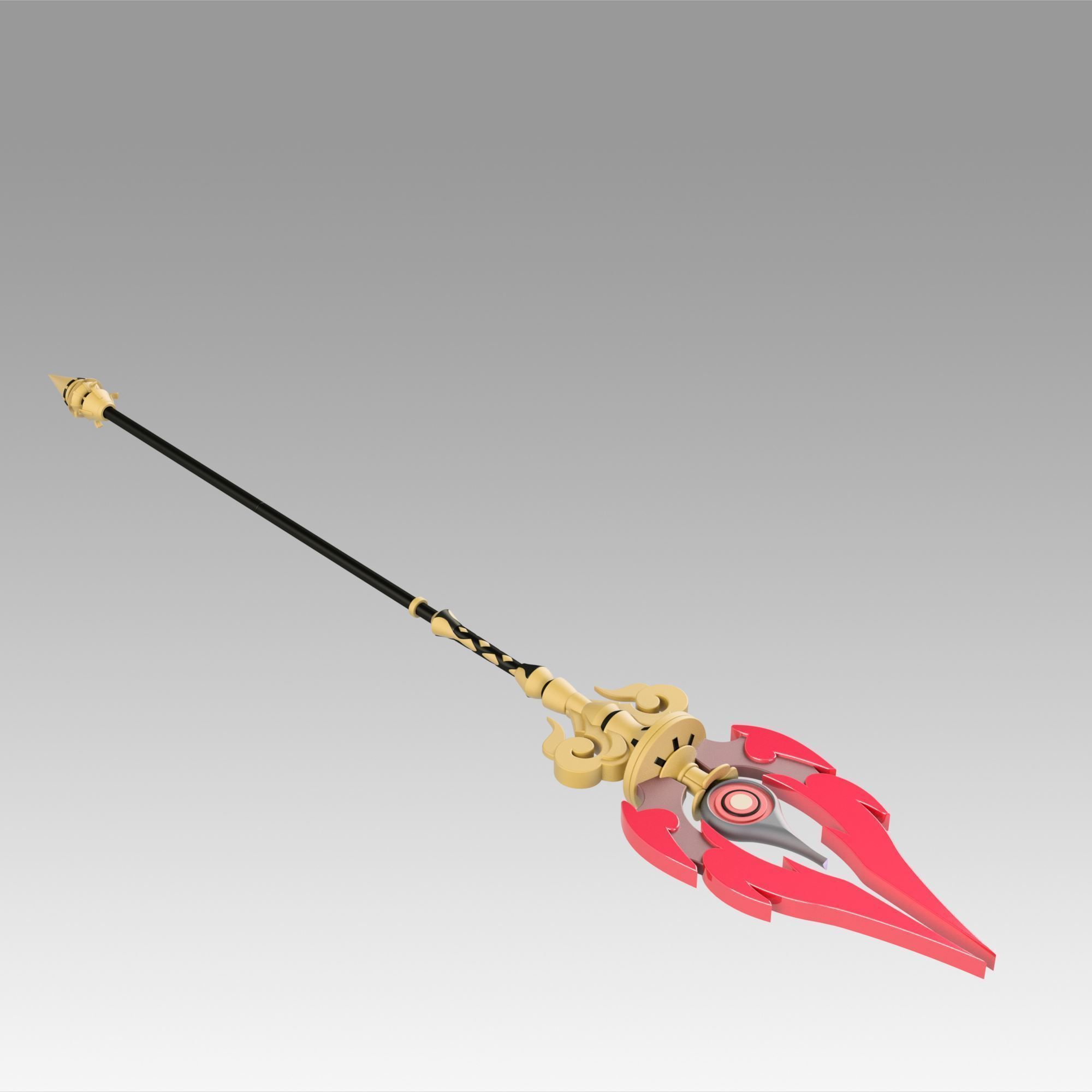 Genshin Impact Hu Tao Staff of Homa Cosplay Weapon Prop 3D print model_3