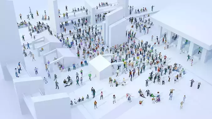 500 Fixed Posed Low Poly People Characters for ArchViz Low-poly 3D model