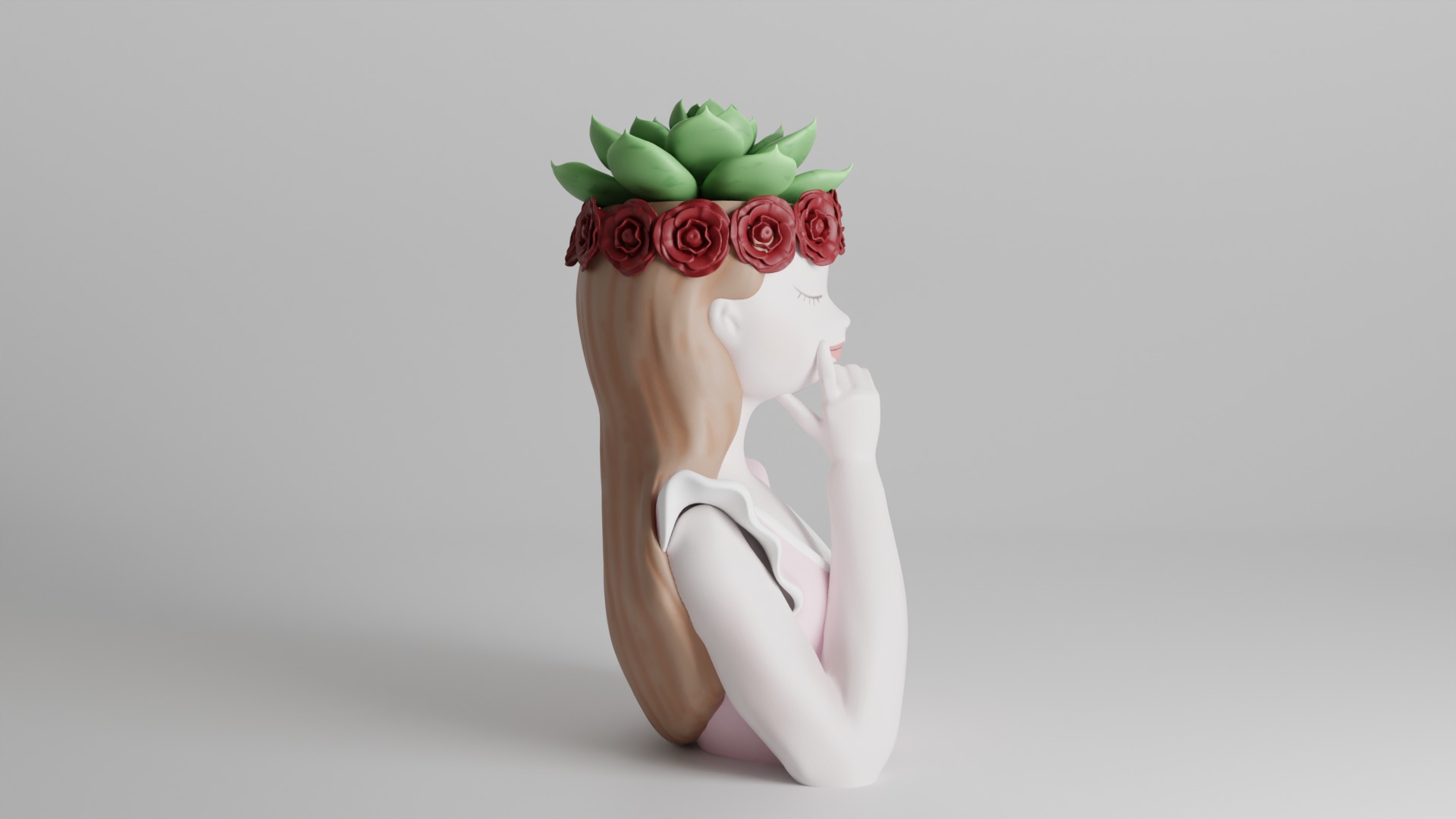 Woman with Roses Crown 3D print model_2