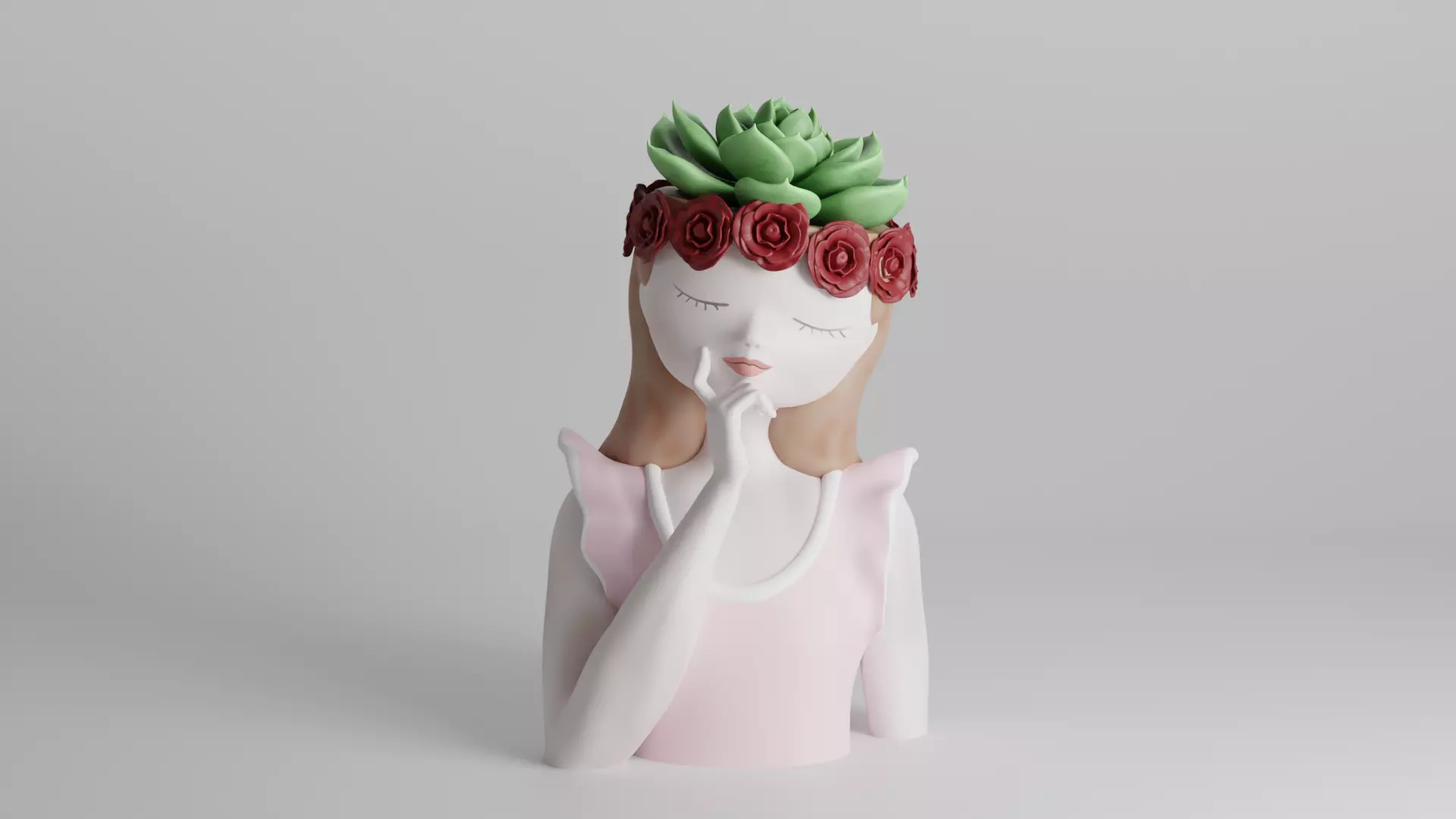 Woman with Roses Crown 3D print model_0