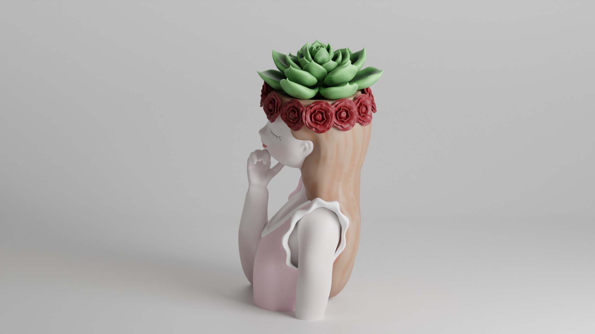 Woman with Roses Crown 3D print model_6