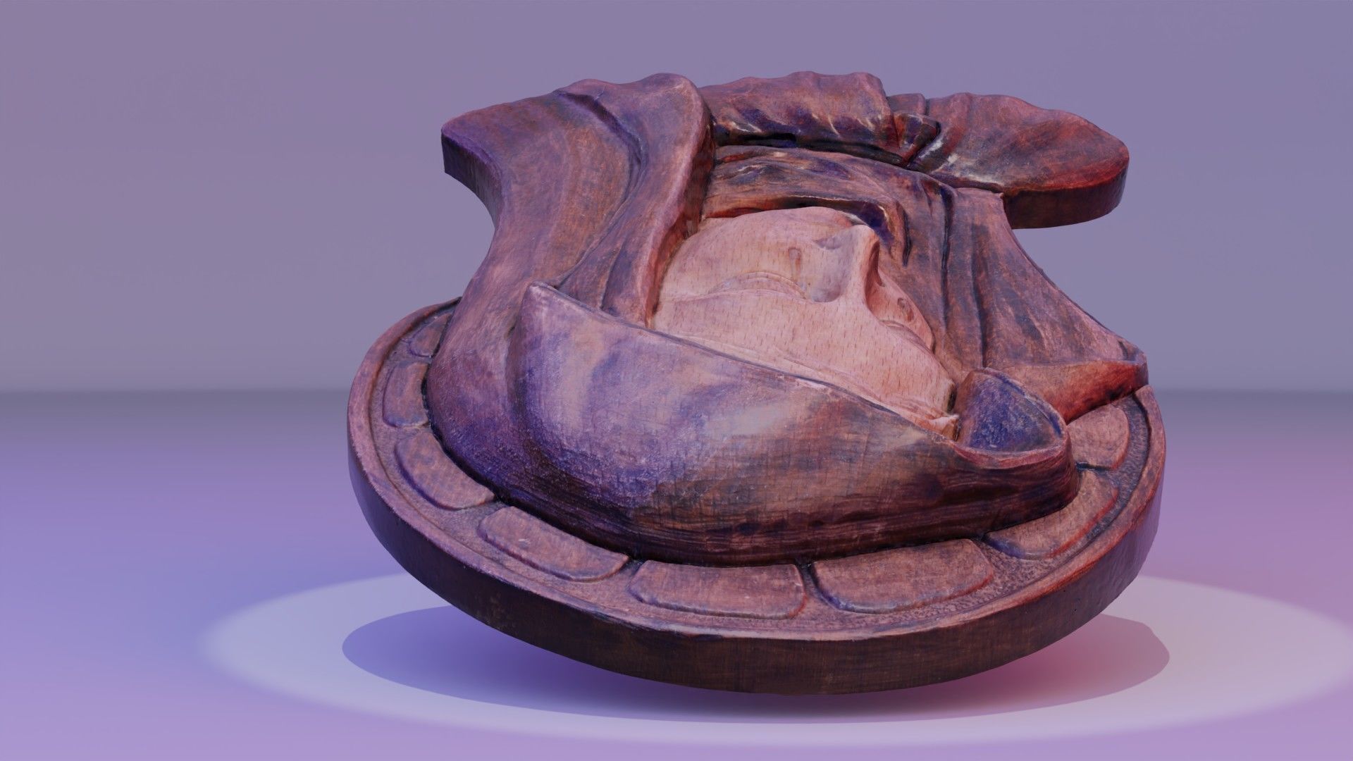 Virgin Mary handmade wood carving statue high-poly 3D model_7