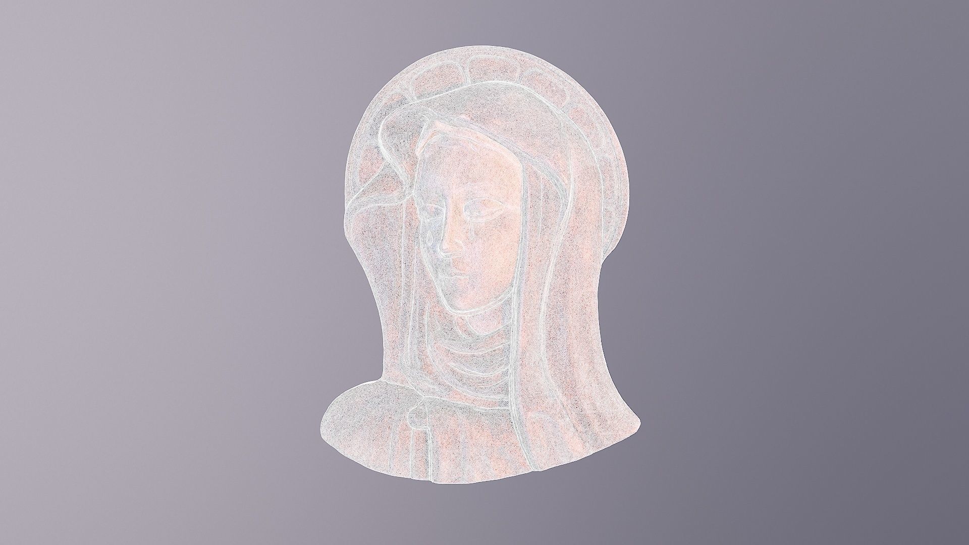 Virgin Mary handmade wood carving statue high-poly 3D model_14