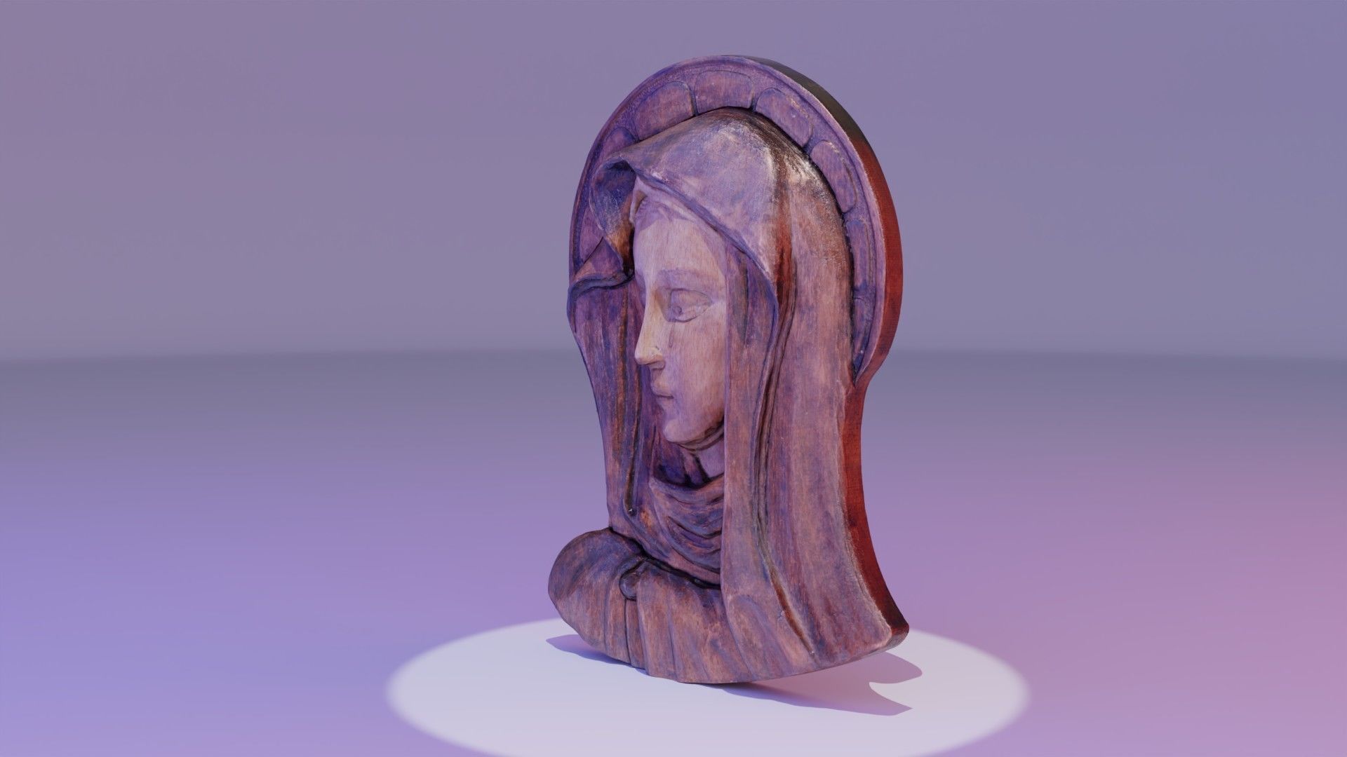 Virgin Mary handmade wood carving statue high-poly 3D model_3