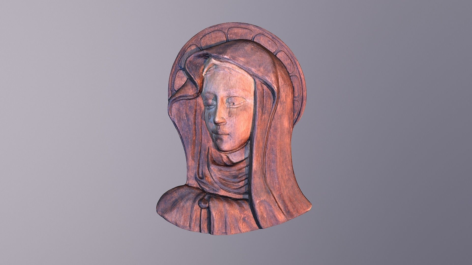 Virgin Mary handmade wood carving statue high-poly 3D model_12