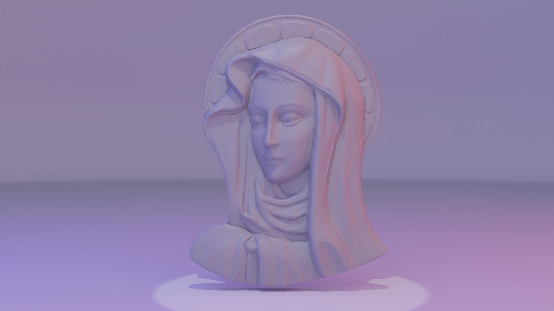 Virgin Mary handmade wood carving statue high-poly 3D model_11
