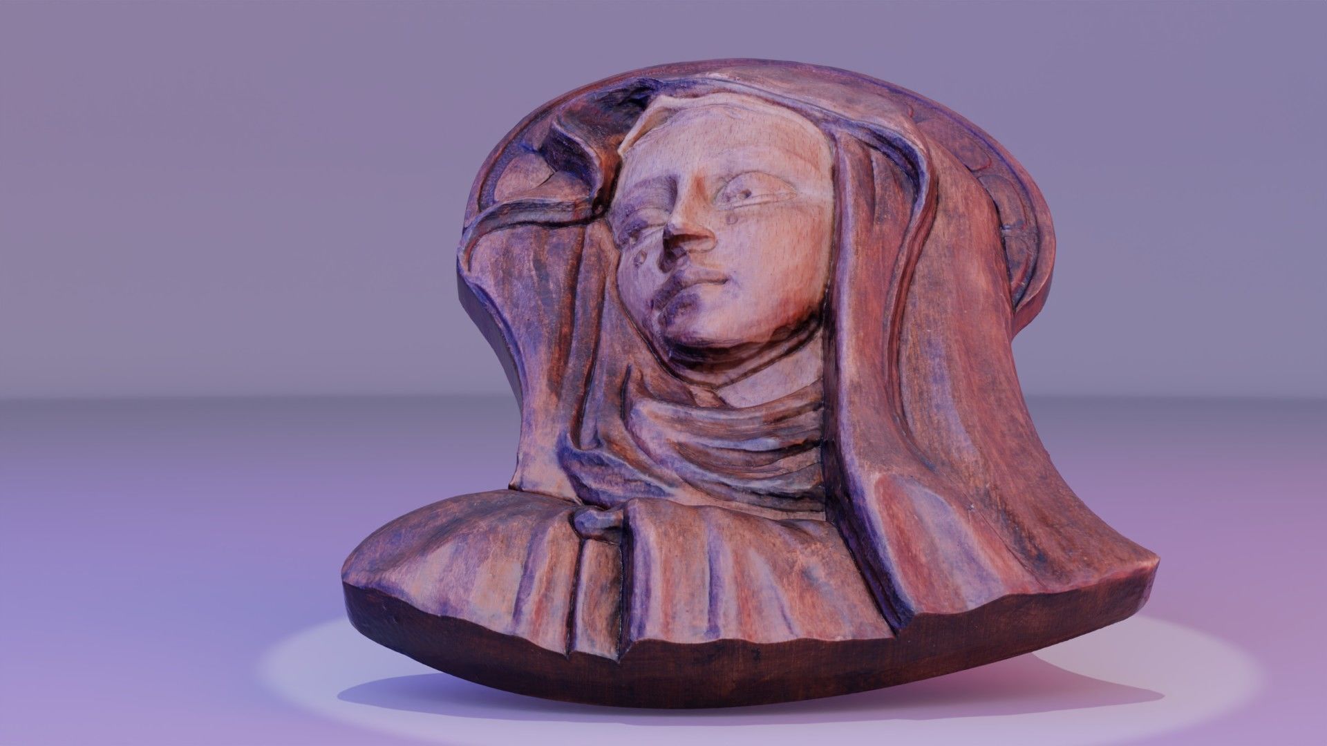 Virgin Mary handmade wood carving statue high-poly 3D model_6