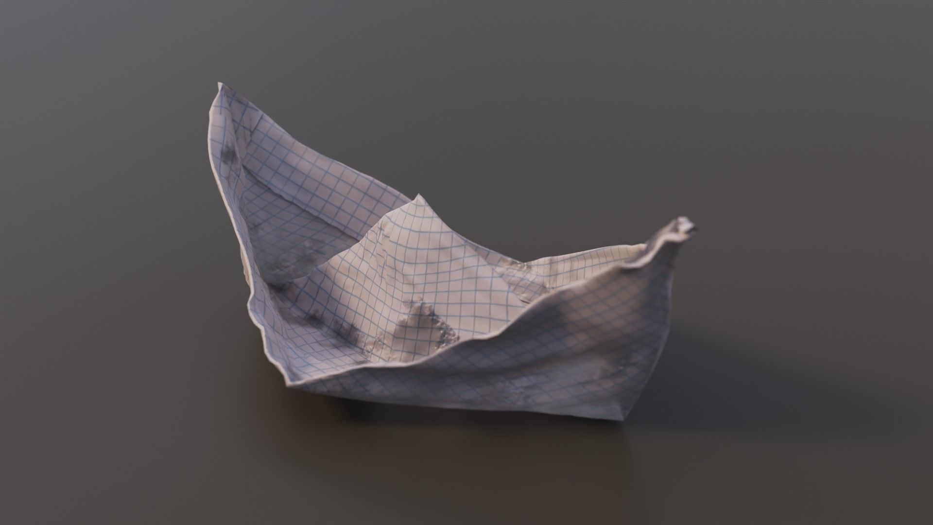 Realistic Paper Boat 3D model_2