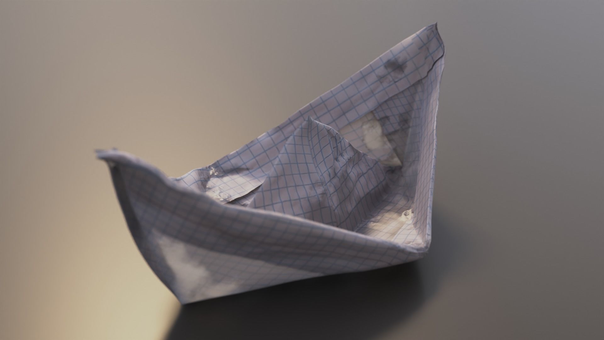 Realistic Paper Boat 3D model_1