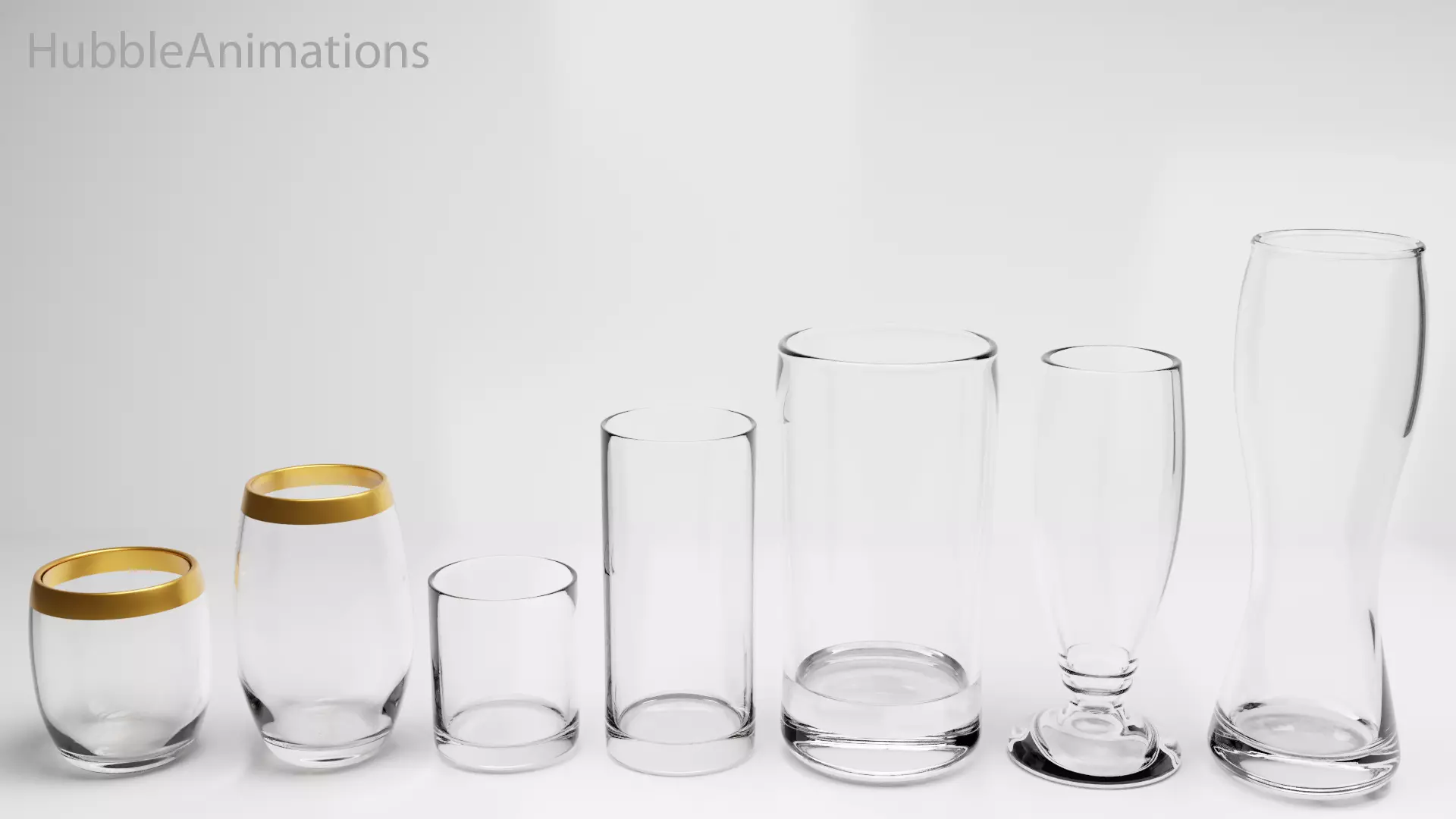 Glass set group of different vases 3D model