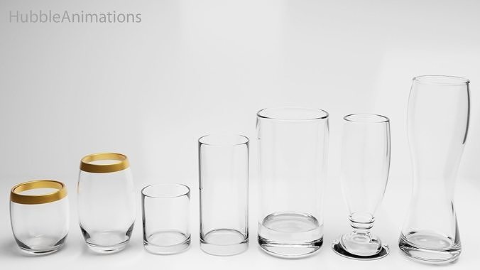 Glass set group of different vases 3D model