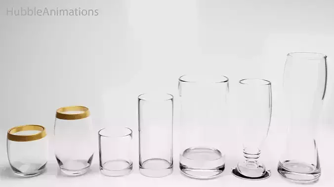 Glass set group of different vases 3D model