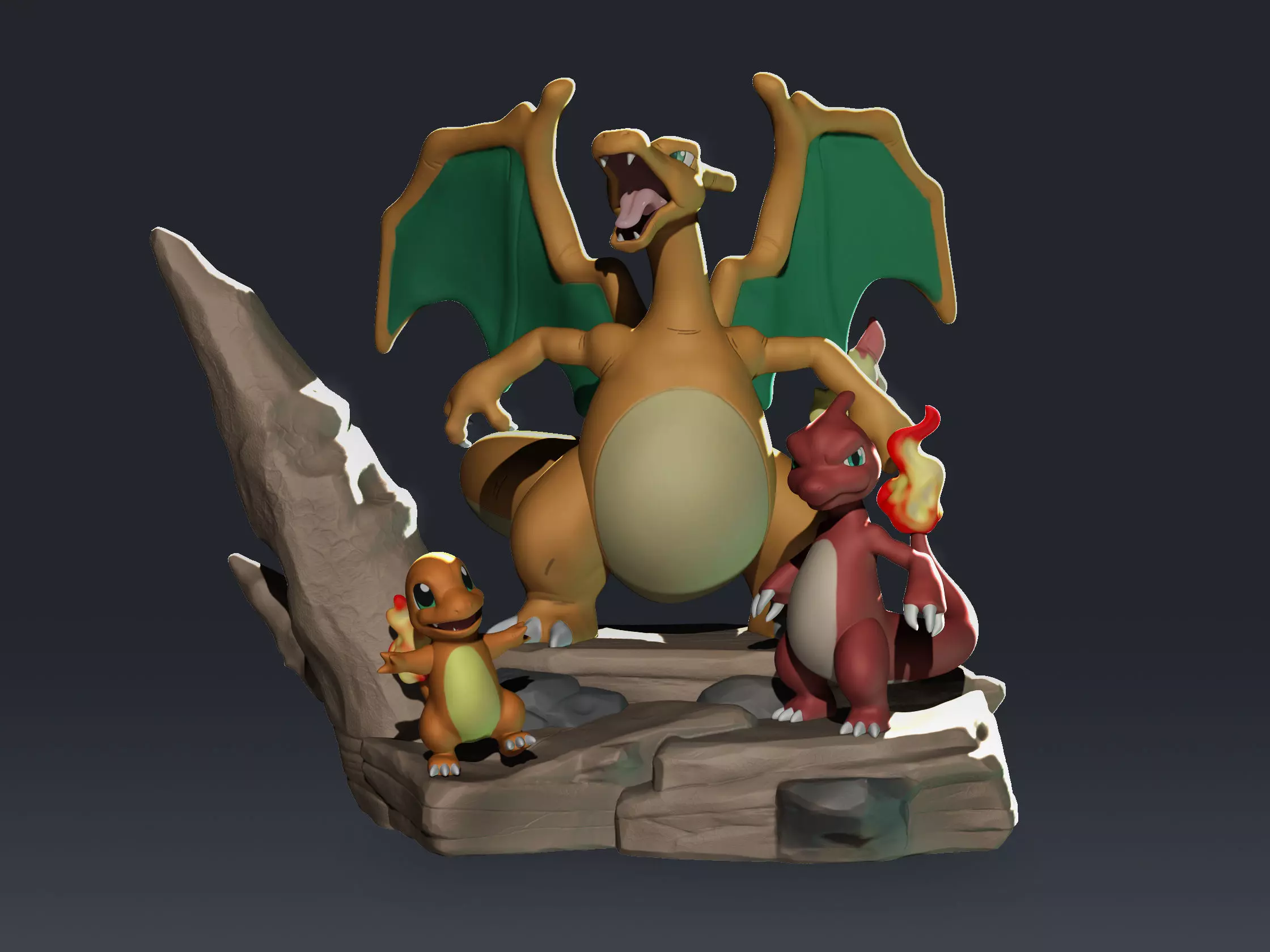 CHARIZARD EVOLUTION DIORAMA POKEMON  3D print model_0